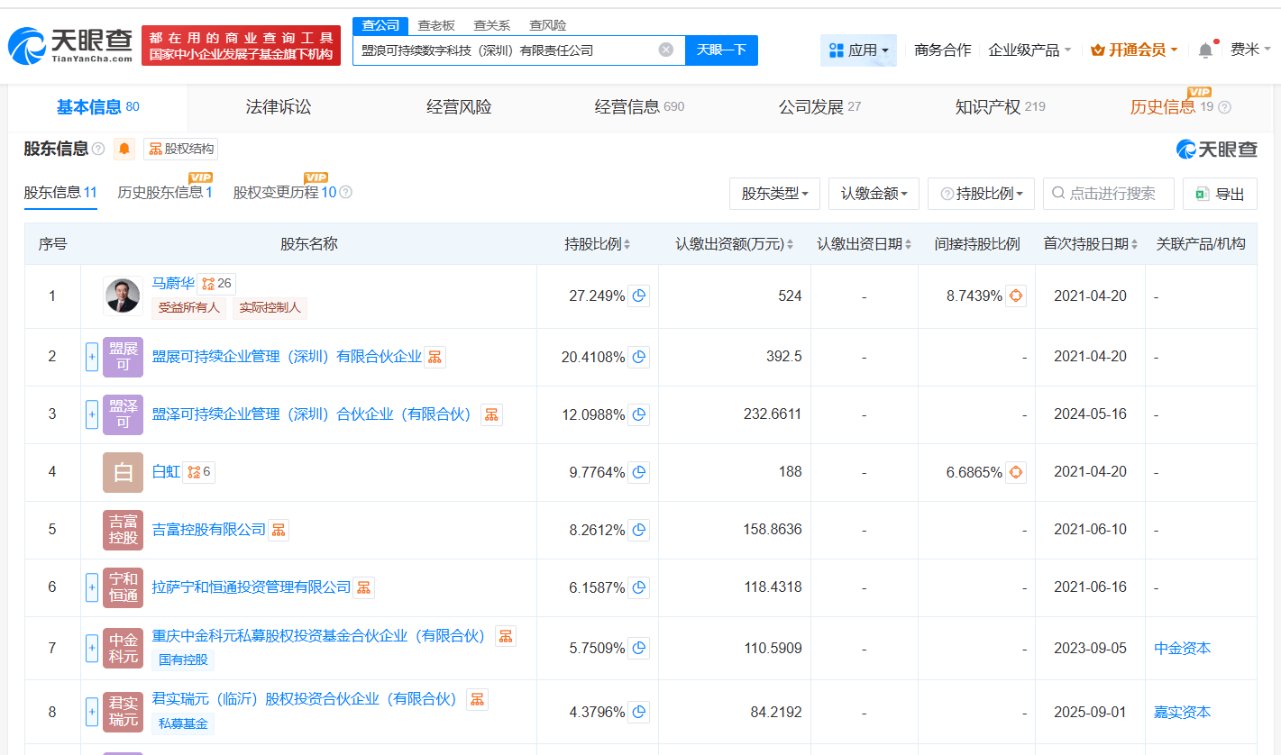 星星充电等入股金融科技企业盟浪 后者股东含腾讯等